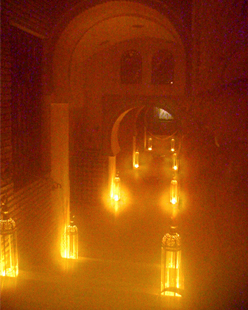 Interior of the baths Hammam in Granada.